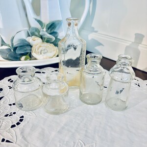 Vintage glass inkwell ink bottle medicine bottle pharmacy bottle