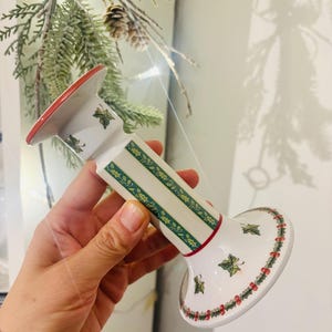 Villeroy & Boch Germany Porcelain candle holder Holly Berry Christmas taper candleholder