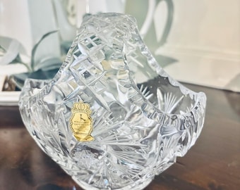 Vintage Tiffany and Co. Basket Weave Crystal Vase TEAM USA