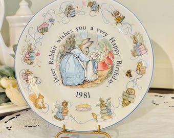 Wedgwood Peter Rabbit Wishes You a Very Happy Birthday 1981 Plate England 8"