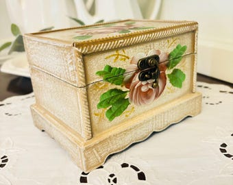 週末セール ビンテージ Florentine調 ジュエリーボックス Vintage Florentine Jewelry Music Box: Italian Painted Wood Vanity