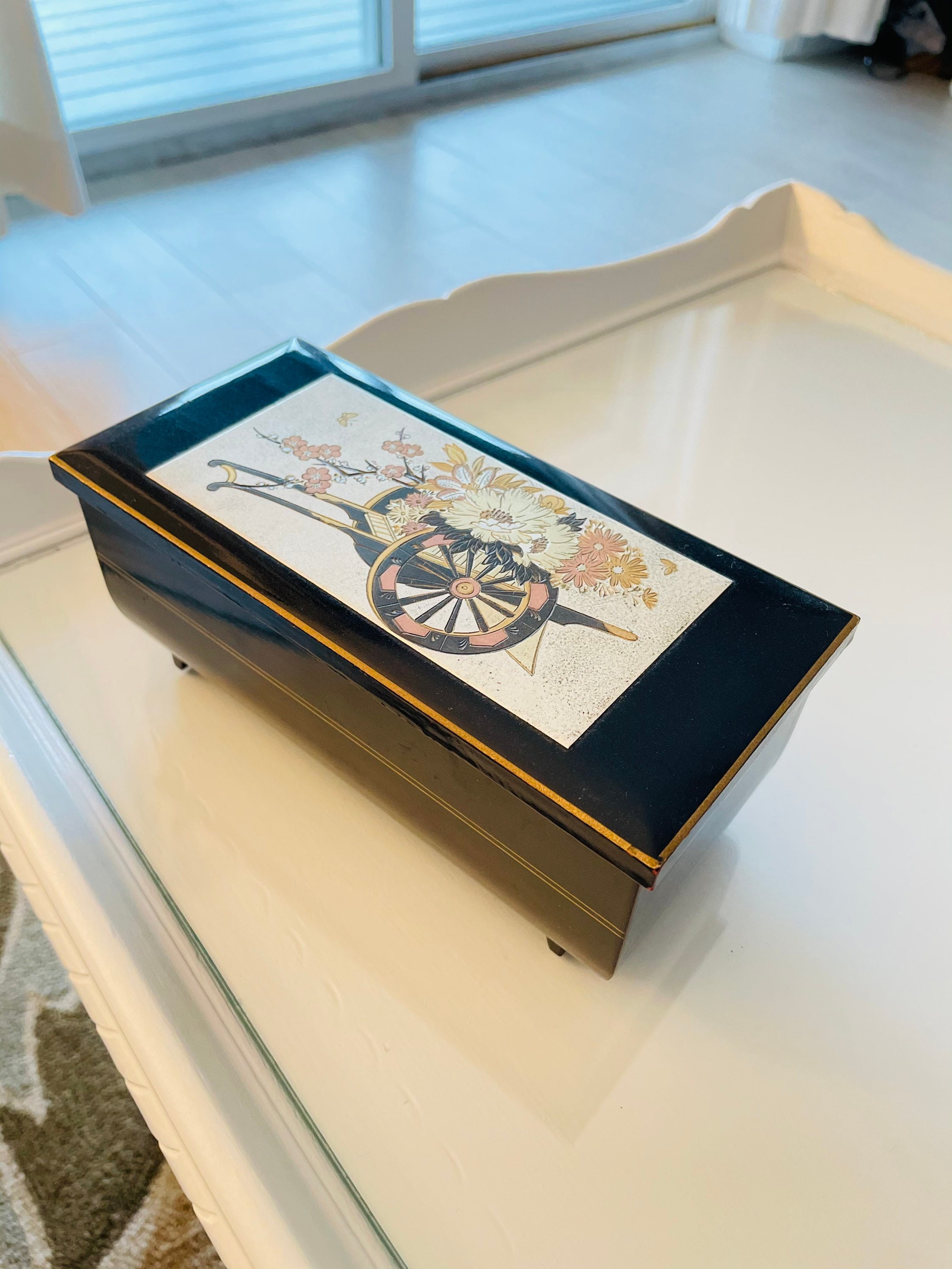 Vintage WESTLAND CO lacquered JEWELRY Music Box Plays Swan Etsy