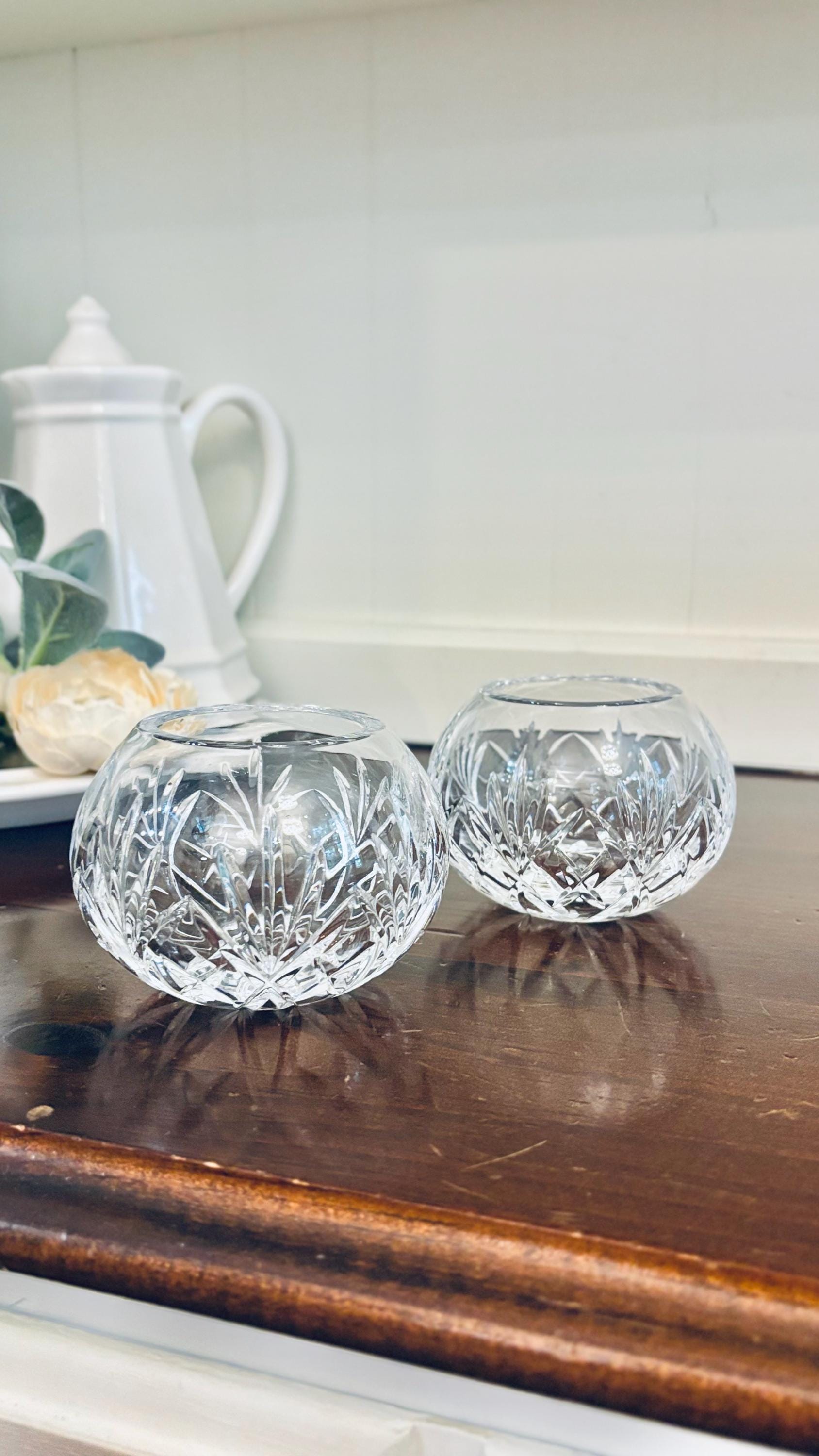 Vintage Crystal Rose Bowl Vase - Etsy
