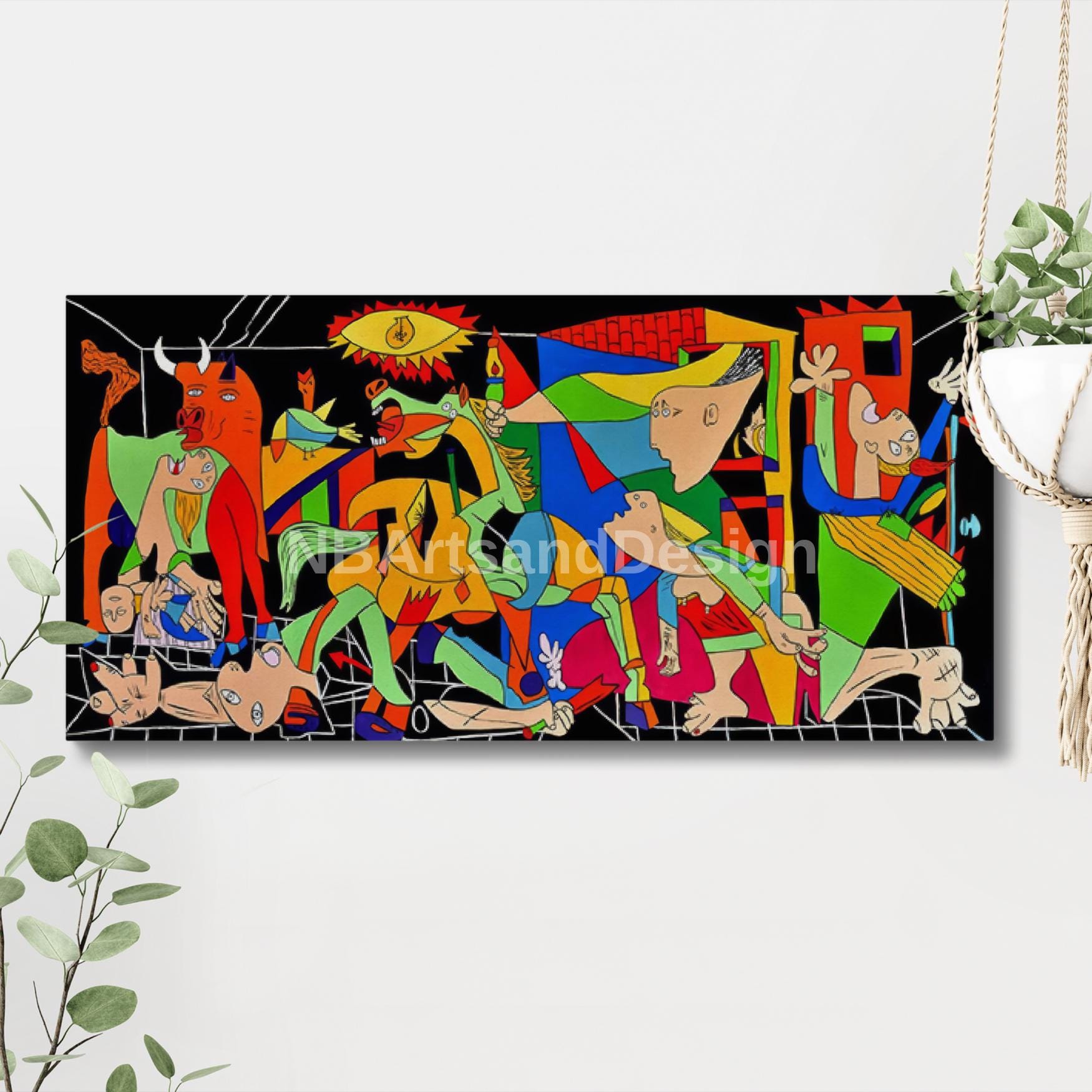 Colored Guernica by Pablo Picasso | Stretched Canvas | 300 PPI