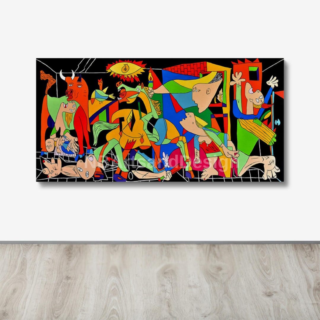 Colored Guernica by Pablo Picasso | Stretched Canvas | 300 PPI