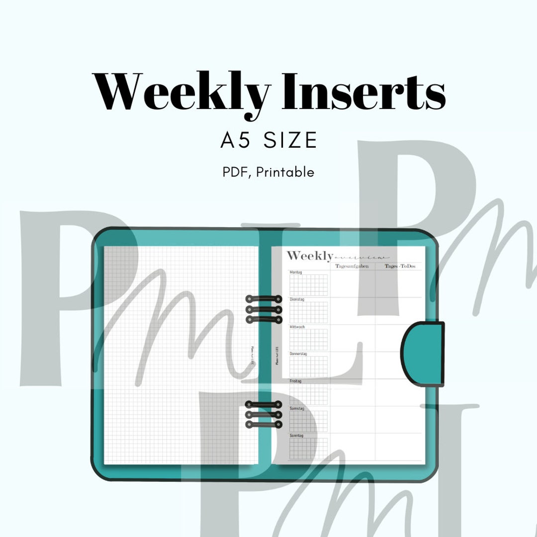 Weekly Inserts A5 Size - Etsy