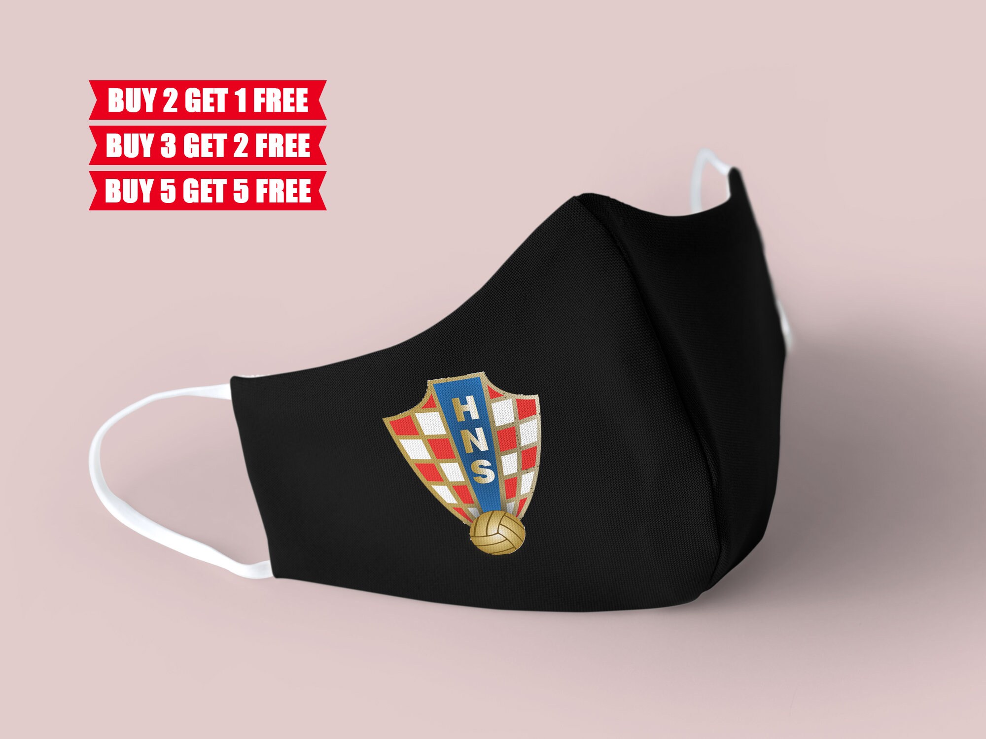 Croatia Face Mask Logo Soccer Face Mask Black Face Mask Etsy