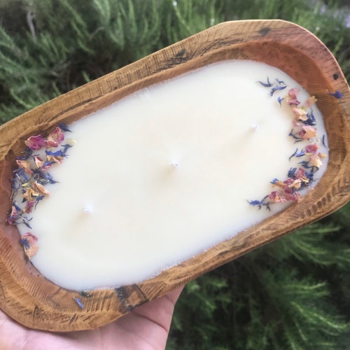 Dough Bowl Candles Allnatural Soy Wax & Organic Flowers Etsy