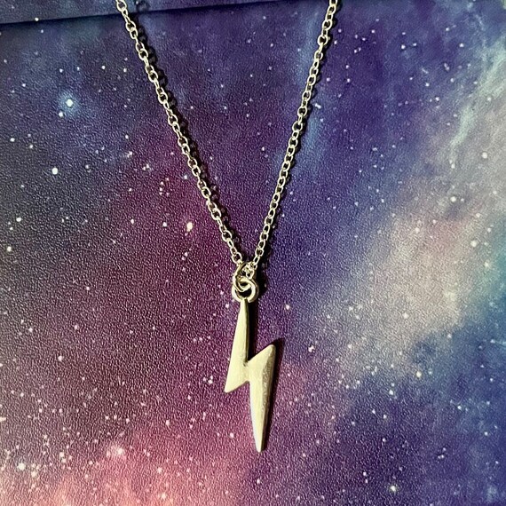 18 Lightning Bolt Charm Necklace Etsy