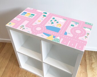 ADESIVO Pink Road per unità Ikea KALLAX (solo adesivo) - adesivi, decalcomanie, adesivo mobili, strada, gioco, gioco su strada, adesivo in vinile, sala giochi