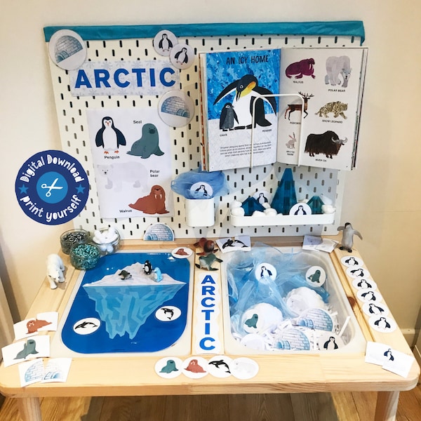 Arctic DIGITAL DOWNLOAD, Trofast Topper, Arctic Download, Flisat Lids, Flisat Activity Lids, A4 Printable, Trofast Lids, ikea Flisat,