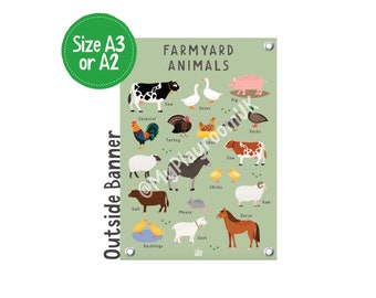 Farm Animals Banner, Educational Poster, Farm Poster, Forest School, Home School, Outside Banner, Outside Poster, Farm Animals Poster