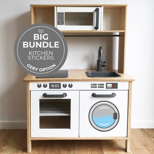Play Kitchen BIG STICKER bundle (Sticker only), Oven buttons, microwave keypad, oven rack, washing machine buttons, washing machine drum