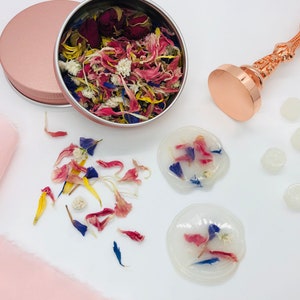 Dried Flower Petals in Rose Gold Tin Screw Top Lid, Flower Sprinkles, biodegradable confetti, bath bombs, soap supplies, potpourri, candles
