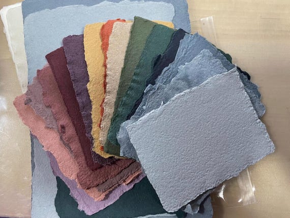 Sample Pack Handmade Paper | Handmade Deckle Edge Paper |A7 A6 | Wedding | Abaca & Cotton Handmade Paper | Made in USA | 5x7 Invitations