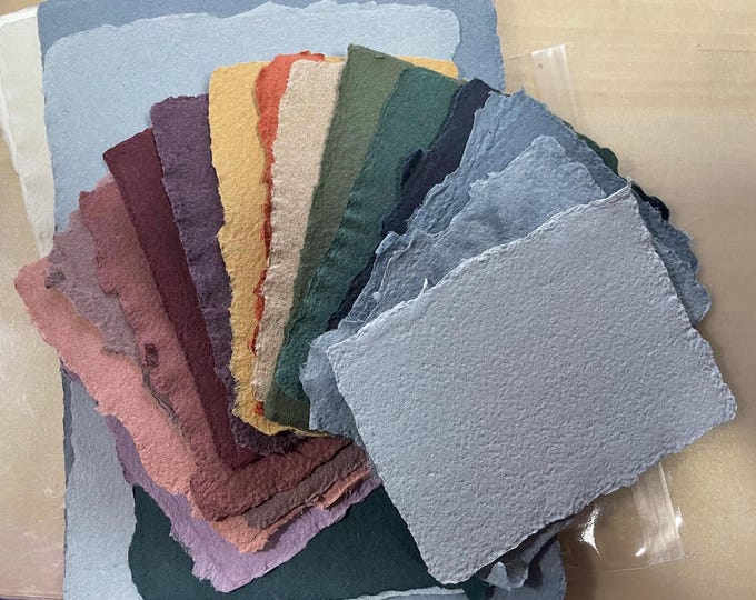Sample Pack Handmade Paper | Handmade Deckle Edge Paper |A7 A6 | Wedding | Abaca & Cotton Handmade Paper | Made in USA |