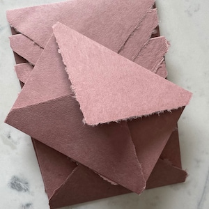 Dusty Pink Handmade Paper | Deckle Edge Paper | Wedding Invites | Abaca & Cotton Handmade Paper | Made in USA | A7 5x7 Invitations Envelopes