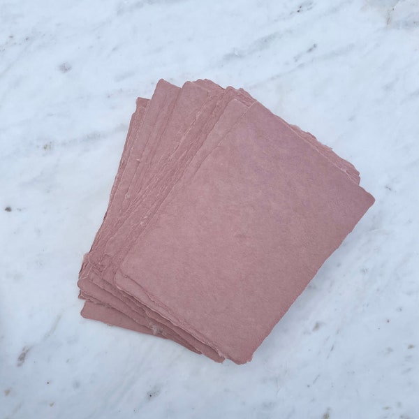Dusty Pink A7 Handmade Paper | A7 Deckle Edge | Dusty Pink | Abaca & Cotton Handmade Paper | Made in USA | 5" x 7" Invitations