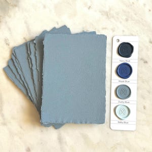 Dusty Blue Handmade Paper | Handmade Paper | Deckle Edge Paper | Wedding Invites | Abaca & Cotton Paper | Made in USA | 5 x 7 Invitations