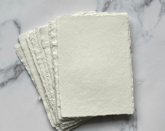 White Cream Handmade Paper | Handmade Deckle Edge Paper |A7 A6 | Wedding | Abaca & Cotton Handmade Paper | Made in USA | 5x7 Invitations