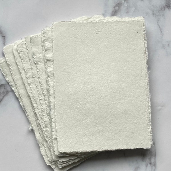 White Cream A7 Handmade Paper | A6 | Deckle Edge | Abaca & Cotton Handmade Paper | Made in USA | 5" x 7" Invitations