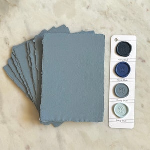 Dusty Blue Handmade Paper | A7 Deckle Edge | Abaca & Cotton Handmade Paper | Made in USA | 5" x 7" Card Invitations