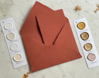 Burnt Orange Handmade Paper | A7 Cards| A7 Envelopes | Handmade Deckle Edge Paper