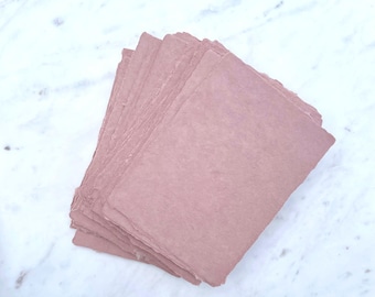 Dusty Pink Handmade Paper | Deckle Edge Paper | Wedding Invites | Abaca & Cotton Handmade Paper | Made in USA | A7 5x7 Invitations Envelopes