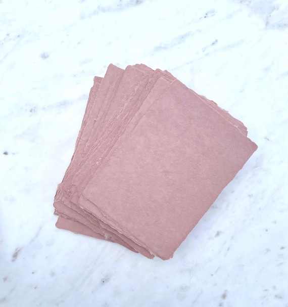 Dusty Pink Handmade Paper | Deckle Edge Paper | Wedding Invites | Abaca & Cotton Handmade Paper | Made in USA | A7 5x7 Invitations Envelopes