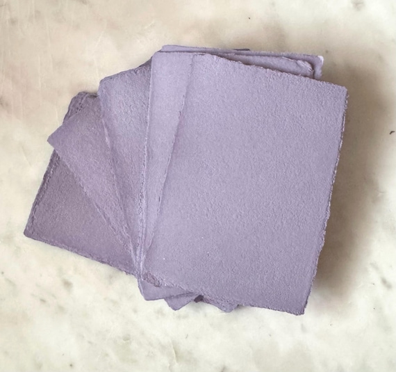 Lavender Handmade Paper | Deckle Edge Paper | Wedding Invites | Abaca & Cotton Handmade Paper | Made in USA | A7 5x7 Invitations | Envelopes