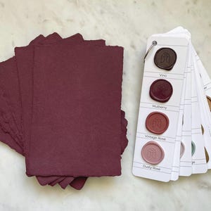 Deep Red Handmade Paper | Deckle Edge Paper | Wedding Invites | Abaca & Cotton Handmade Paper | Made in USA | A7 5x7 Invitations
