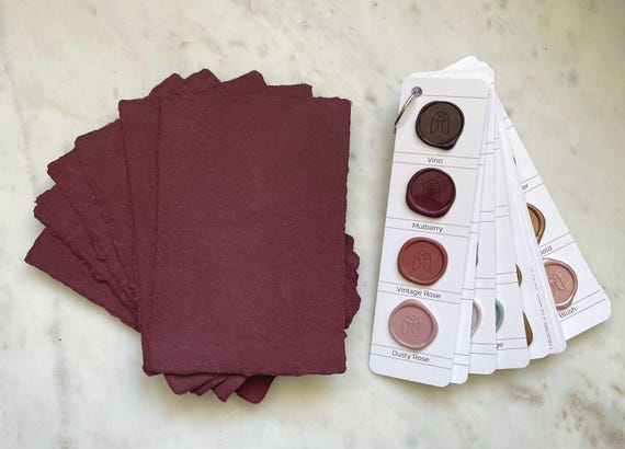 Deep Red Handmade Paper | Deckle Edge Paper | Wedding Invites | Abaca & Cotton Handmade Paper | Made in USA | A7 5x7 Invitations