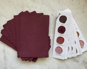 Deep Red Handmade Paper | A7 Deckle Edge | Wine | Abaca & Cotton Handmade Paper | Made in USA | 5" x 7" Invitations