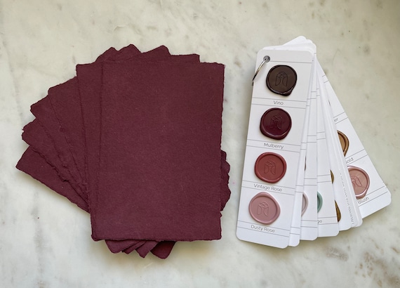 Deep Red Handmade Paper | A7 Deckle Edge | Wine | Abaca & Cotton Handmade Paper | Made in USA | 5" x 7" Invitations