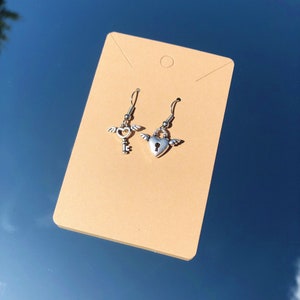 Silver Heart Key & Lock Earrings