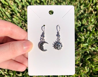 Silver Sun and Moon earrings | Celestial Earrings