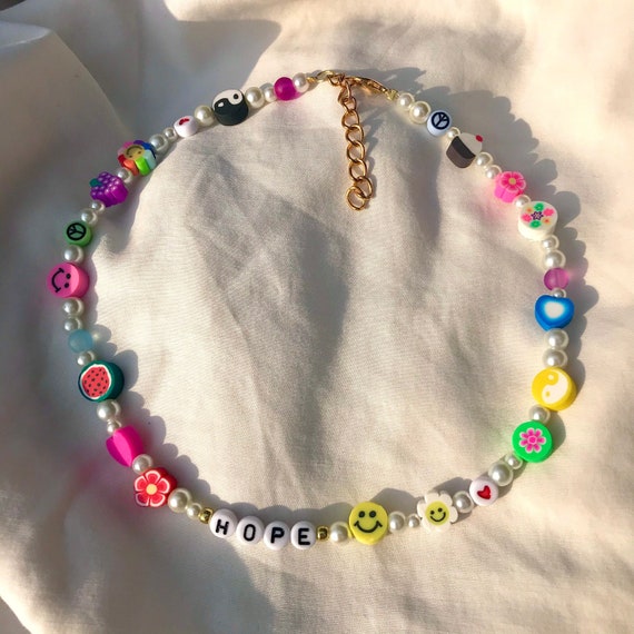 Custom Name Beaded Pearl Mismatched Necklace Read Description