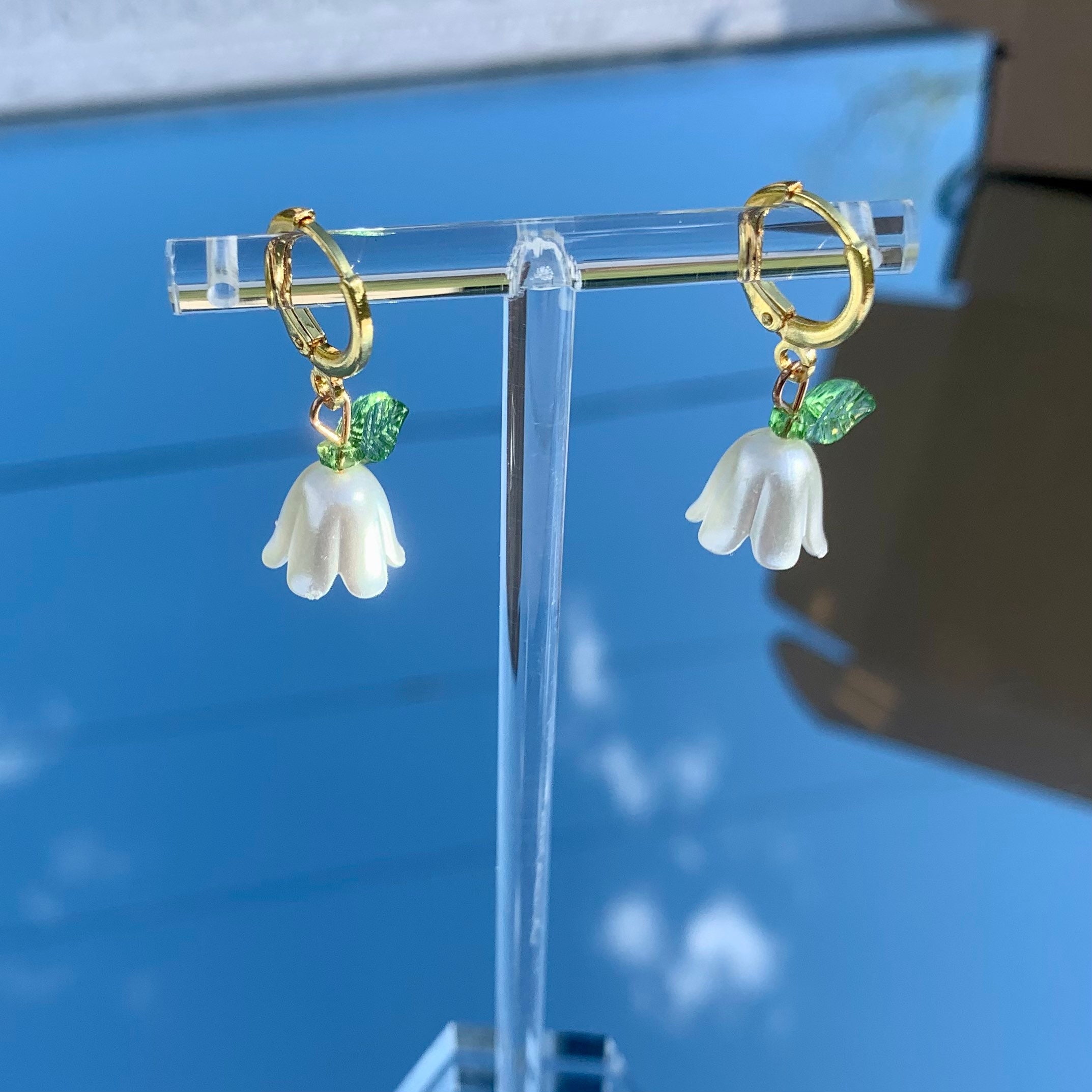 Gold Flower Huggie Earrings Spring Earrings Coquette Etsy