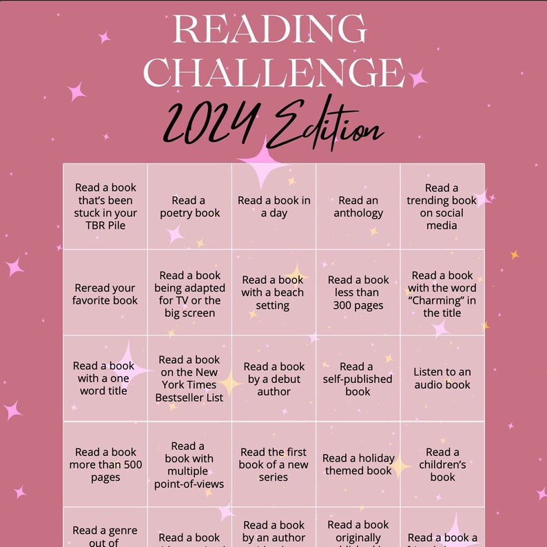 2024 Reading Challenge Digital Download Reading Tracker, Book Tracker
