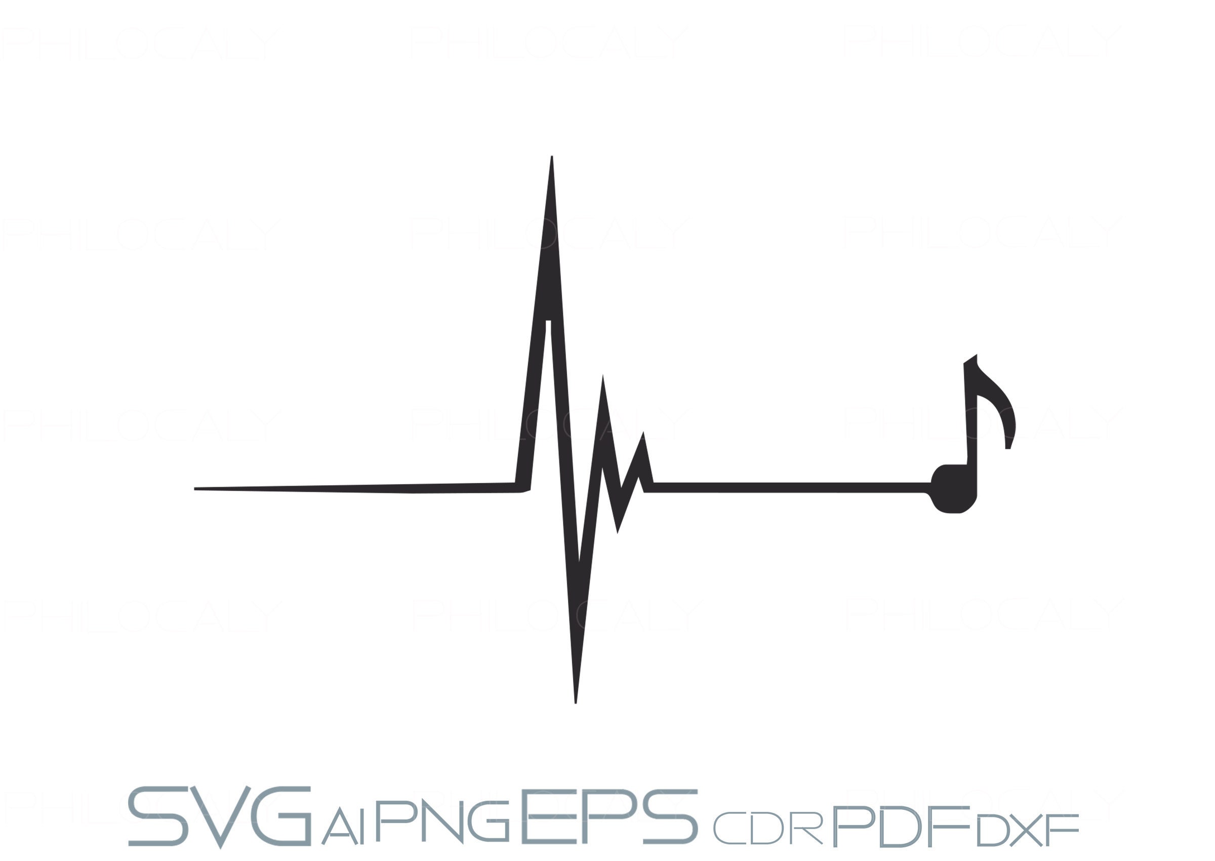 Musical Note Heart beat Love Symbol svg In love with music Etsy