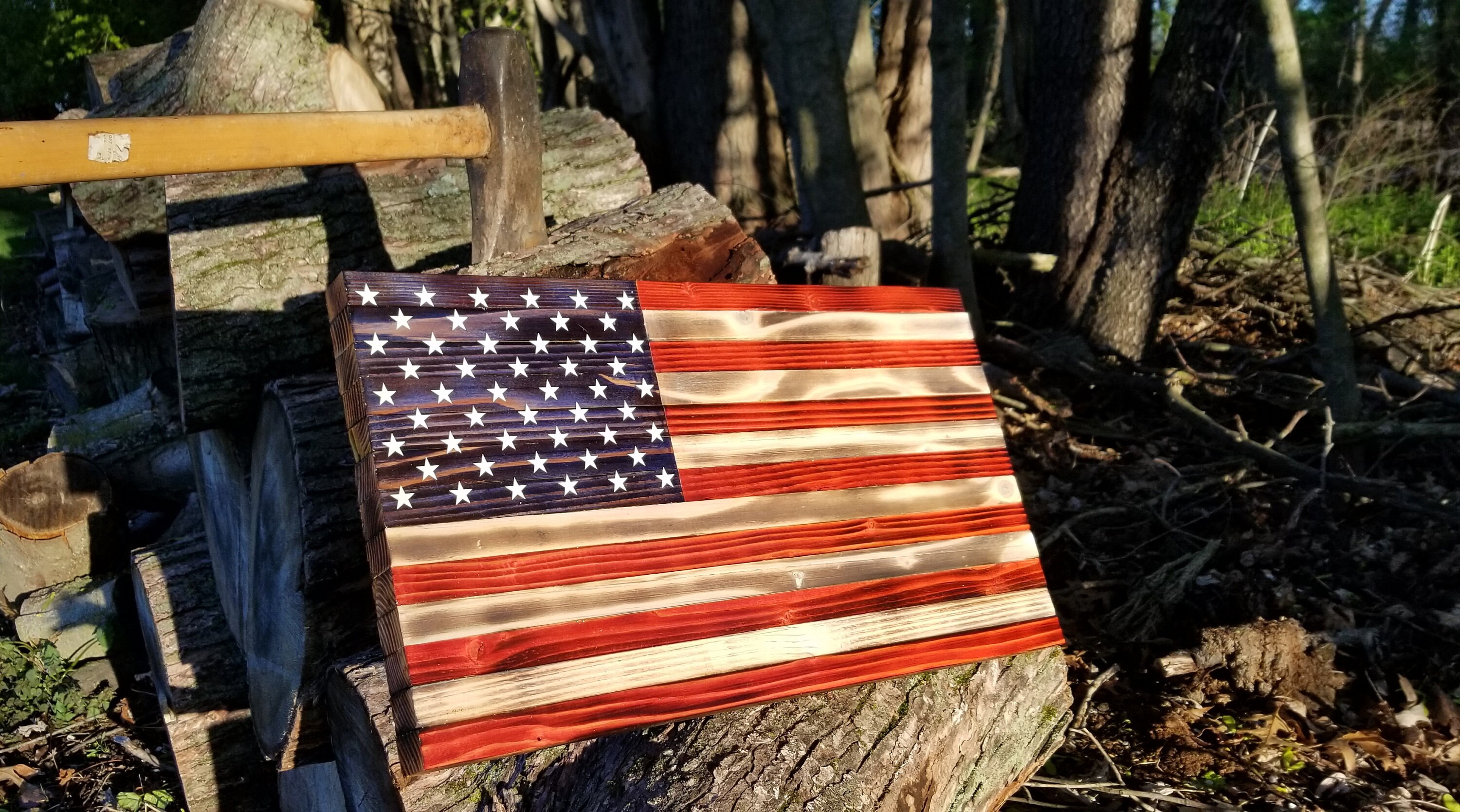 Wood Burned American Flag Etsy