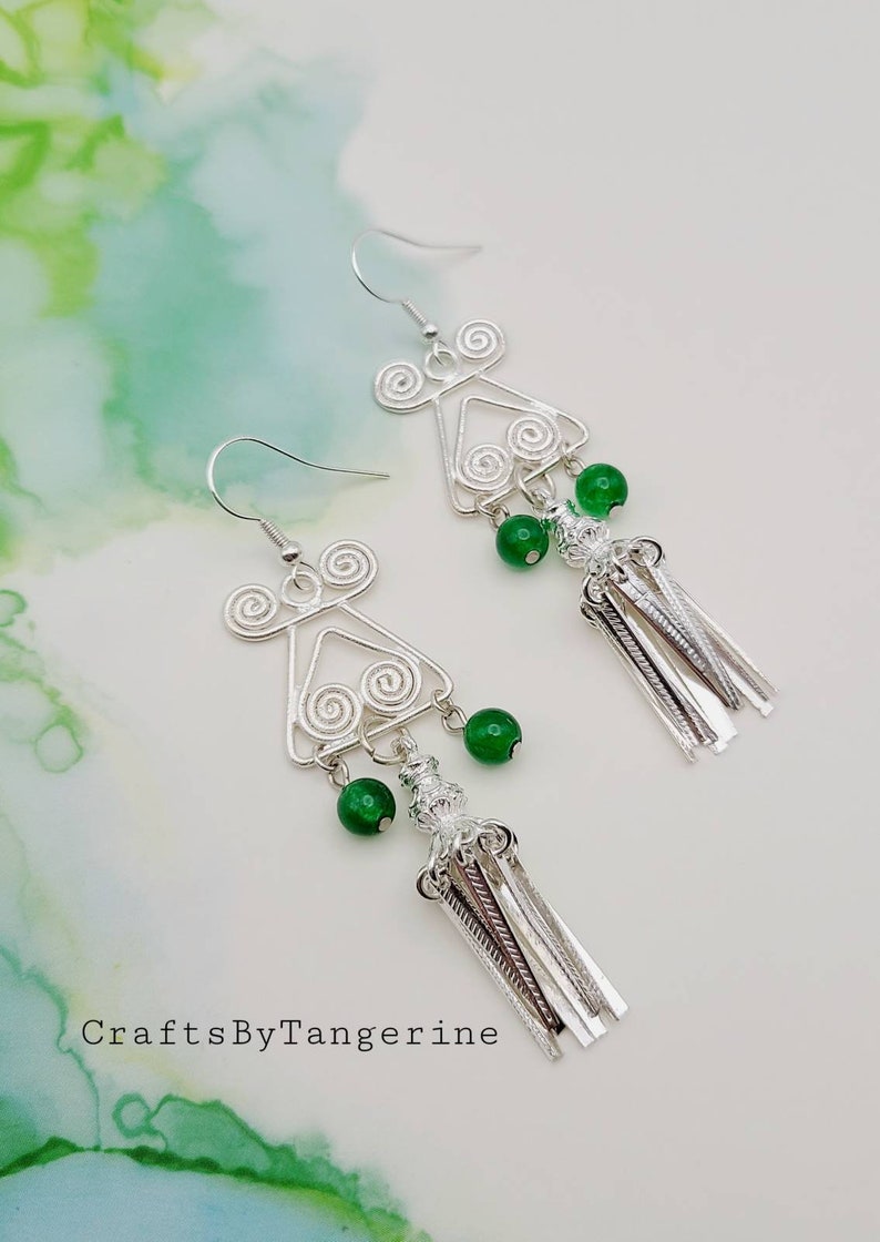 Phiaj earrings Jade Hmong earrings Hmong earrings Jade earrings Hmong inspired earrings Jade phiaj earrings Hmong silver earrings.