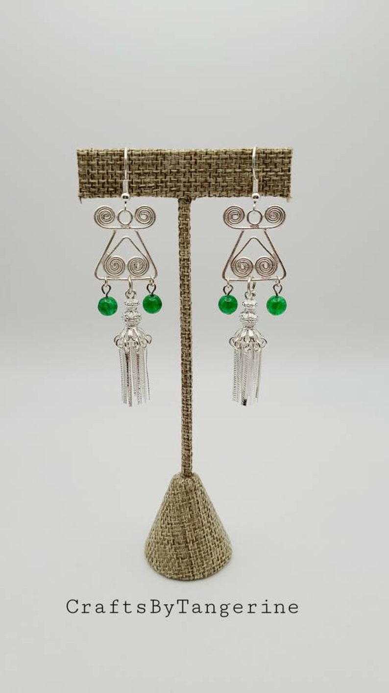 Phiaj earrings Jade Hmong earrings Hmong earrings Jade earrings Hmong inspired earrings Jade phiaj earrings Hmong silver earrings.