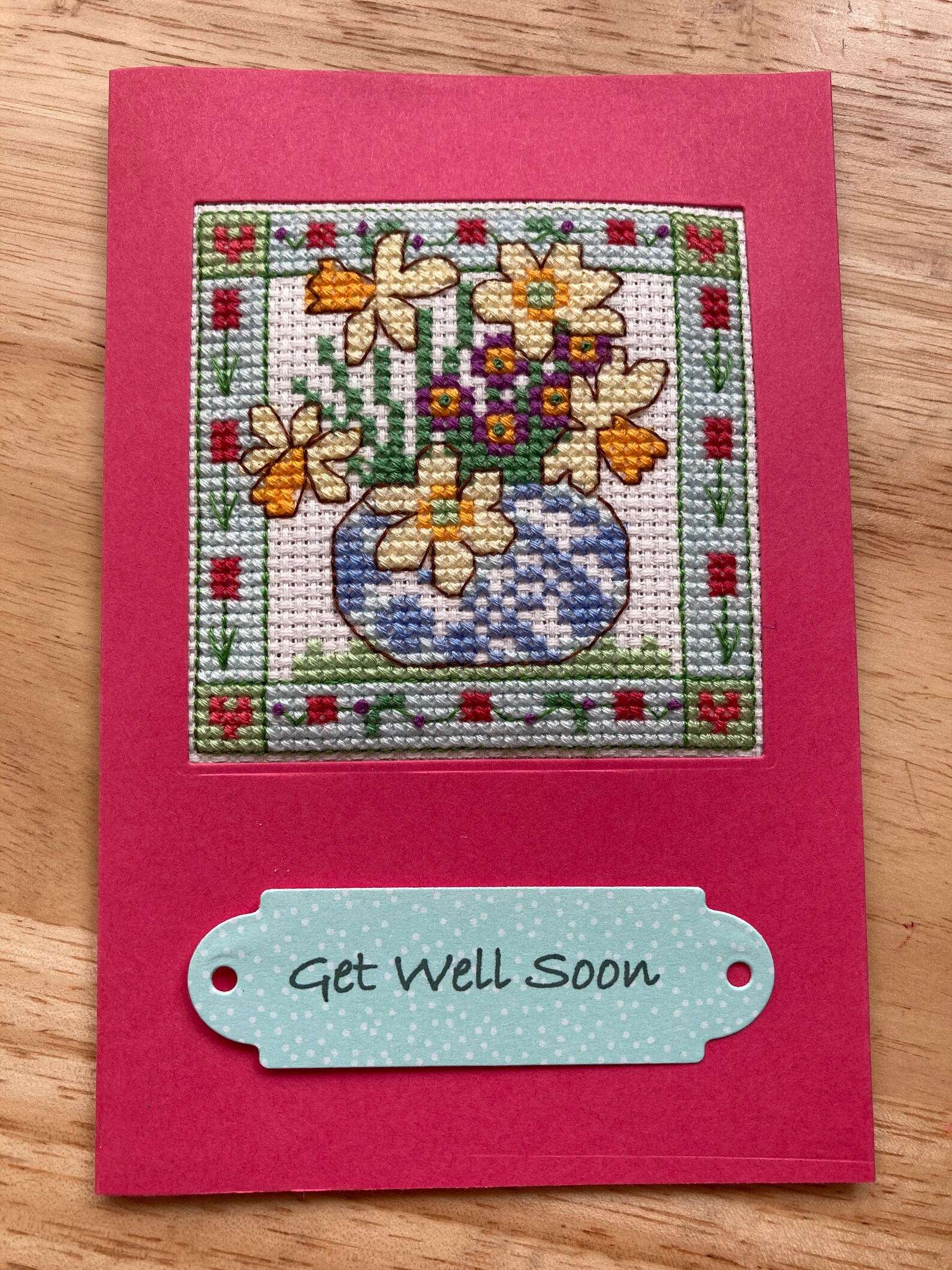 Spring Flower Greetings Card in Cross Stitch. Etsy