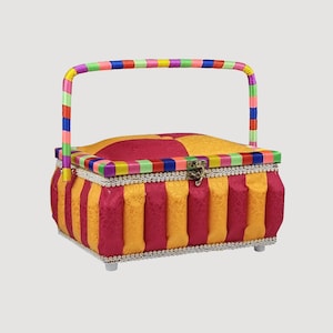 Banjitgori Box Korean Color Block Saekdong Basket, Traditional Rectangular Korean Gift Box, Sewing Basket, New Year and Chuseok Celebration
