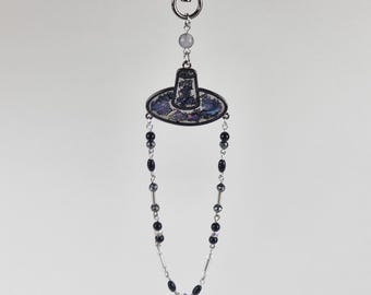 Gat Hat Keyring, Korean Mother of Pearl Najeon Inlay Charm, Kpop Demon Hunters Inspired Keychain Accessory, Cultural Heritage Gift