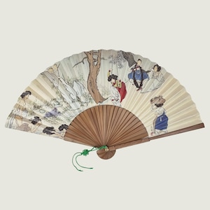 Abanico plegable de arte coreano del Día de Dano, pintura folclórica tradicional Shin Yun-bok