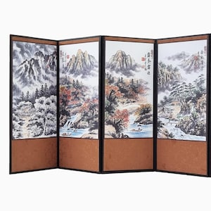 Biombo plegable Sansudo Cuatro Estaciones, pintura coreana de paisaje de mesa Byeongpung, separador decorativo de arte coreano