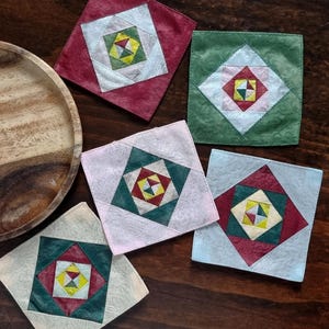 5PCS Set of Korean Jogakbo Patchwork Coasters, Autumn Traditional Korean Color Block Tableware, Housewarming & New Year and Chuseok Gifts