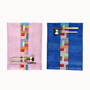 Lot de 2 sets de table Seakdong coréens, nappe courtepointe en patchwork, tissu de cuisine coréen